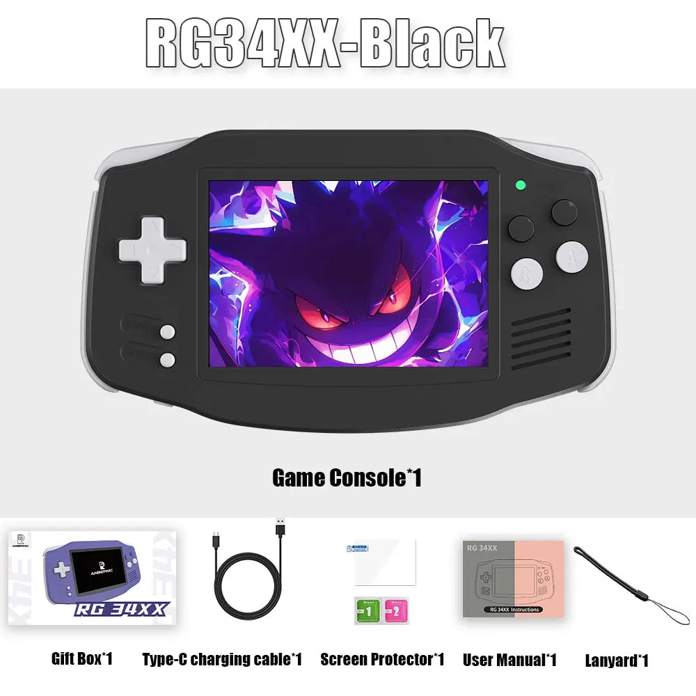 ANBERNIC RG34XX 64Bit Retro Handheld Game Player 3.4-inch IPS Screen HD-Support TV Portable Game Console 3500mAh streaming Gift