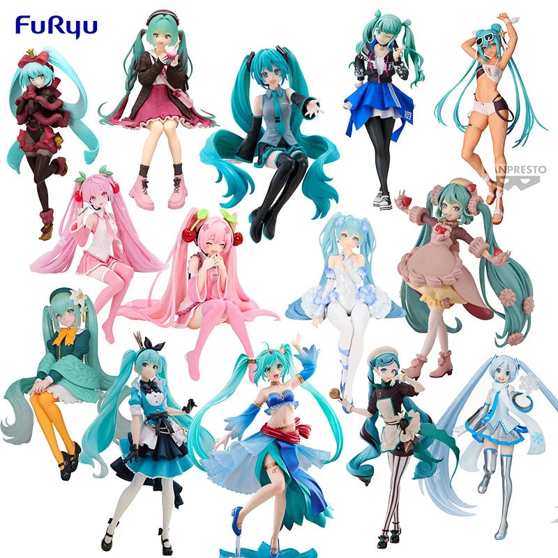 В наличност FuRyu SEGA TAiTO Hatsune Miku PVC серия Hatsune Miku кукла 14-18CM аниме екшън фигурки модел колекция играчка