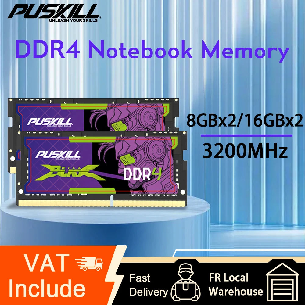 PUSKILL DDR4 Killblade Notebook Gamer Memoria Ram 2x16GB 2x8GB 3200MHz 1.2V 260pin Sodimm For Laptop Memory