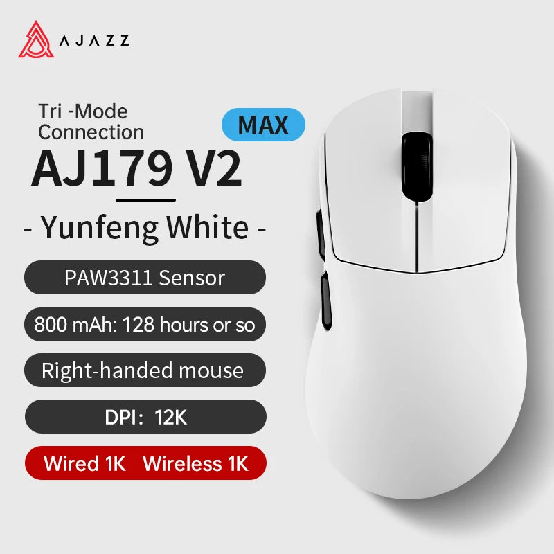 Ajazz AJ179 Apex PAW3950 Wireless Gaming Mouse with RGB Charging Dock, Computer Macro Mouse Gamer,Lightweight Ergonomic PC Mice