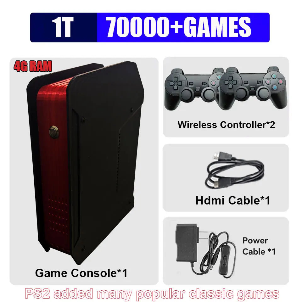 Retro X4 Gaming Console 8G RAM 2T Loaded 70000+ Games for Wii PS2 DC PSP GAMECUBE Plug-and-Play On TV Windows 11 Children's Gift
