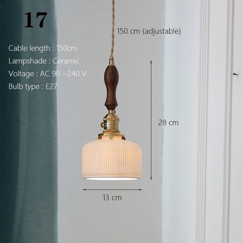Japanese Ceramic Pendant Lights Scandinavian Light Luxury Pendant Lamp for Living Room Bedroom Dinning Room Kitchen Island
