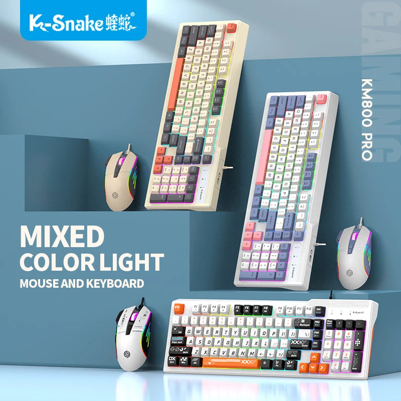 K-snake KM800 Pro kabelgebundenes Gaming-Tastatur- und Maus-Set Desktop-Computer Notebook Home Office beleuchtet USB