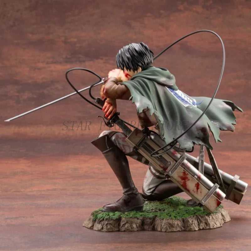Attack On Titan Action Figure Levi Ackerman Figurine 18cm Collection Shingeki no Kyojin Statue Battle Damage Rivaille Model Toys