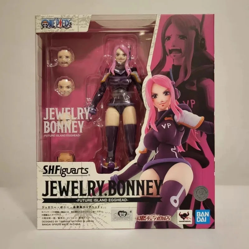 One Piece Bandai Original In Stock S.H.Figuarts Shf Jewelry Bonney Future Island Egghead Luffy Action Figures Models Toys Gifts
