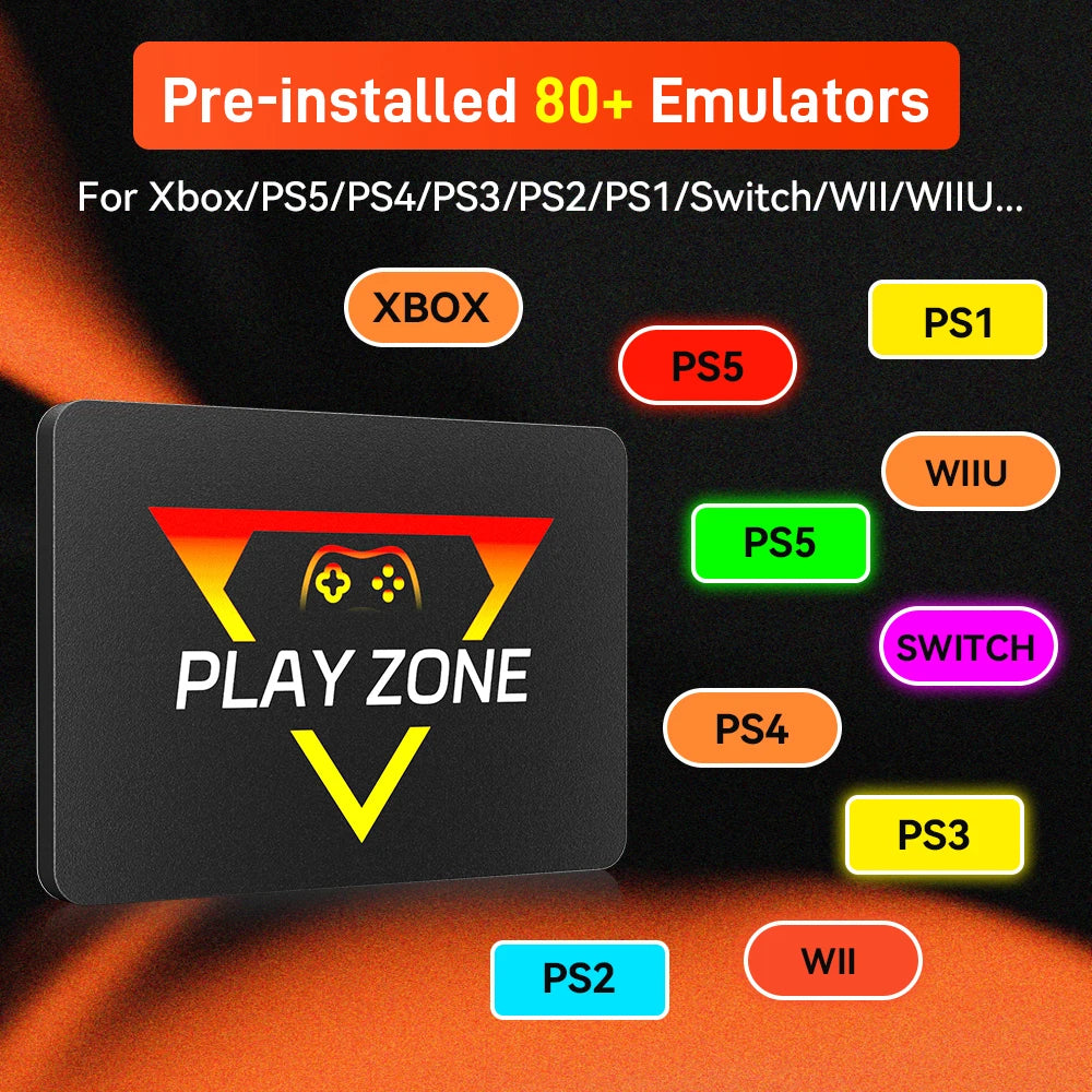 PlayZone 1T Retro Game SSD For PS5/PS4/PS3/PS2/Xbox/Switch/WII Portable Game Hard Drive Built-in 16000+ Games For Win PC/Laptop