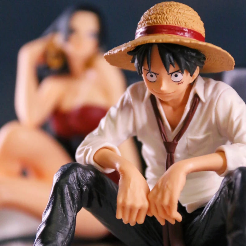 12cm One Piece Anime Figure Luffy Sitting Position Action Figure PVC Model Collection Statue Figurine Doll Toy For Birthday Gift