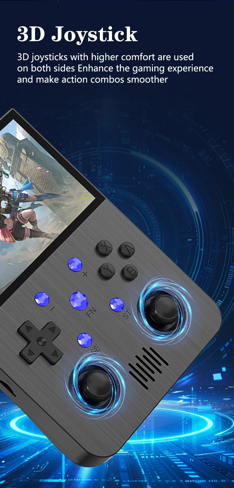 64G Handheld-Spielekonsole 4,3-Zoll-IPS-Bildschirm 3000mAh Akku Linux-System Retro Tragbare Videokonsole Geschenk