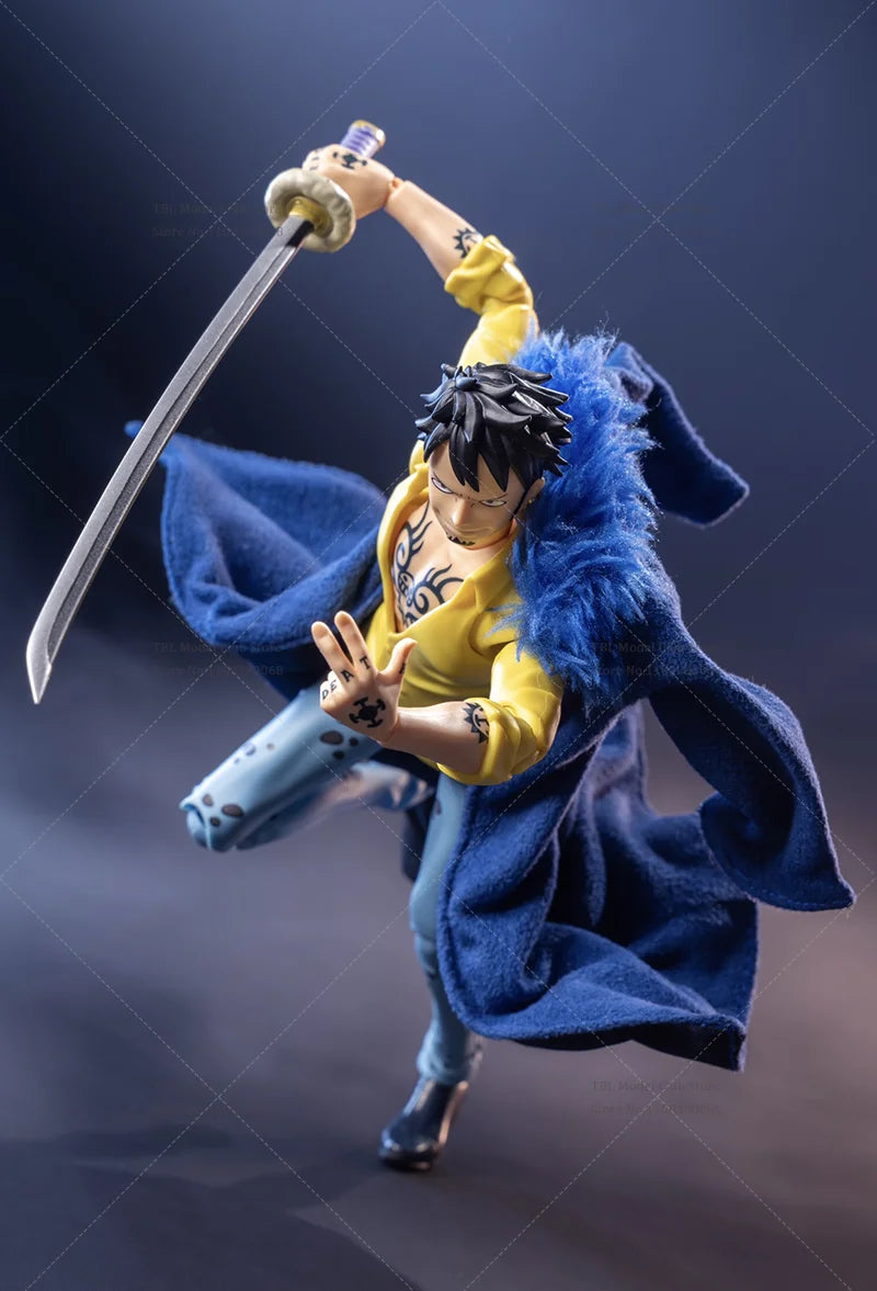 1/12 Scale Male Clothes Blie Coat One Piece Trafalgar D. Water Law Japanese Anime For SHF 6-inch Action Figure Soldier Scene