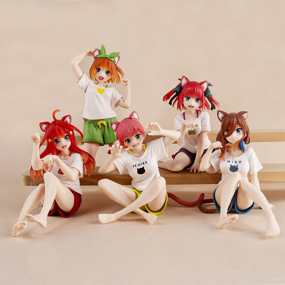 Anime The Quintessential Quintuplets Desktop Cute Nakano Itsuki Figures Cat Room Wear Ver Girl Statue Model Doll Desk Decoration