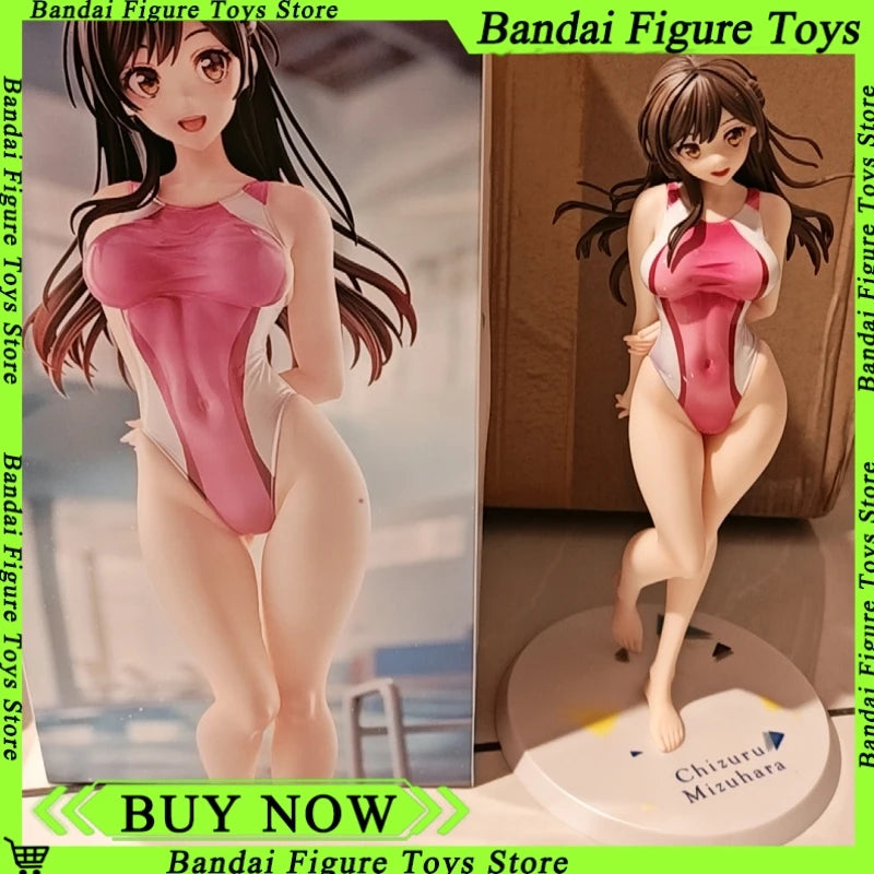 Stock Girlfriend Please Borrow Me Anime Figure Doll Mizuhara Chizuru Competitive Swimsuit Stance Decor Collection Christmas Gift
