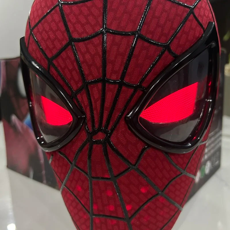 New The Amazing Spider-Man Headgear Movable Mask Helmet Electric Ring Control Eye Luminous Cosplay Collection Model Toy Kid Gift
