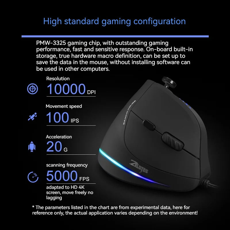 C-18 Vertical Gaming Mouse 10000 DPI Programmable 11 Buttons USB Wired RGB Optical Remote Mouse Gamer Mice For Laptop PC