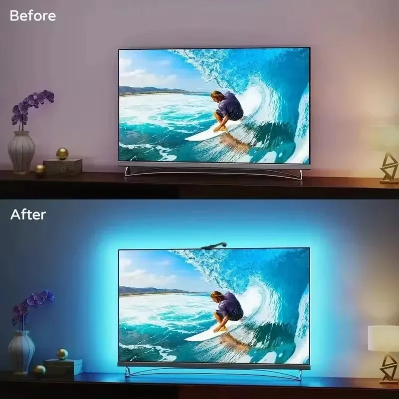 Ambilight For Tv Backlight Sync To Screen 3.8M 5M 5V Usb Rgbic Smart Led With Camera Synchronized Tv Light App Control Gaming