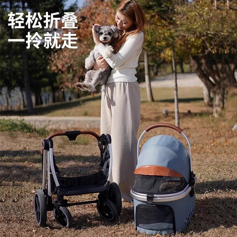 Separation Pet Trolley Dog Show Stroller Luxury 4 Wheels Detachable Pet Stroller for Cat&dogs