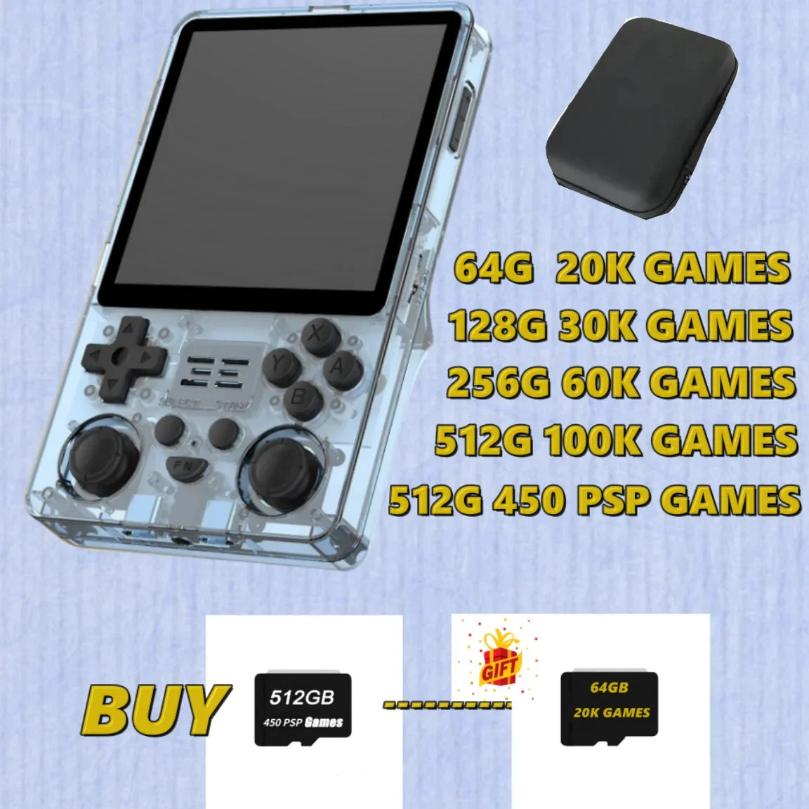 POWKIDDY RGB20SX Portable Handheld Game Console Retro Pocket 4.0 Inch Screen Linux OS Portable Video Players 512G PSP  Console