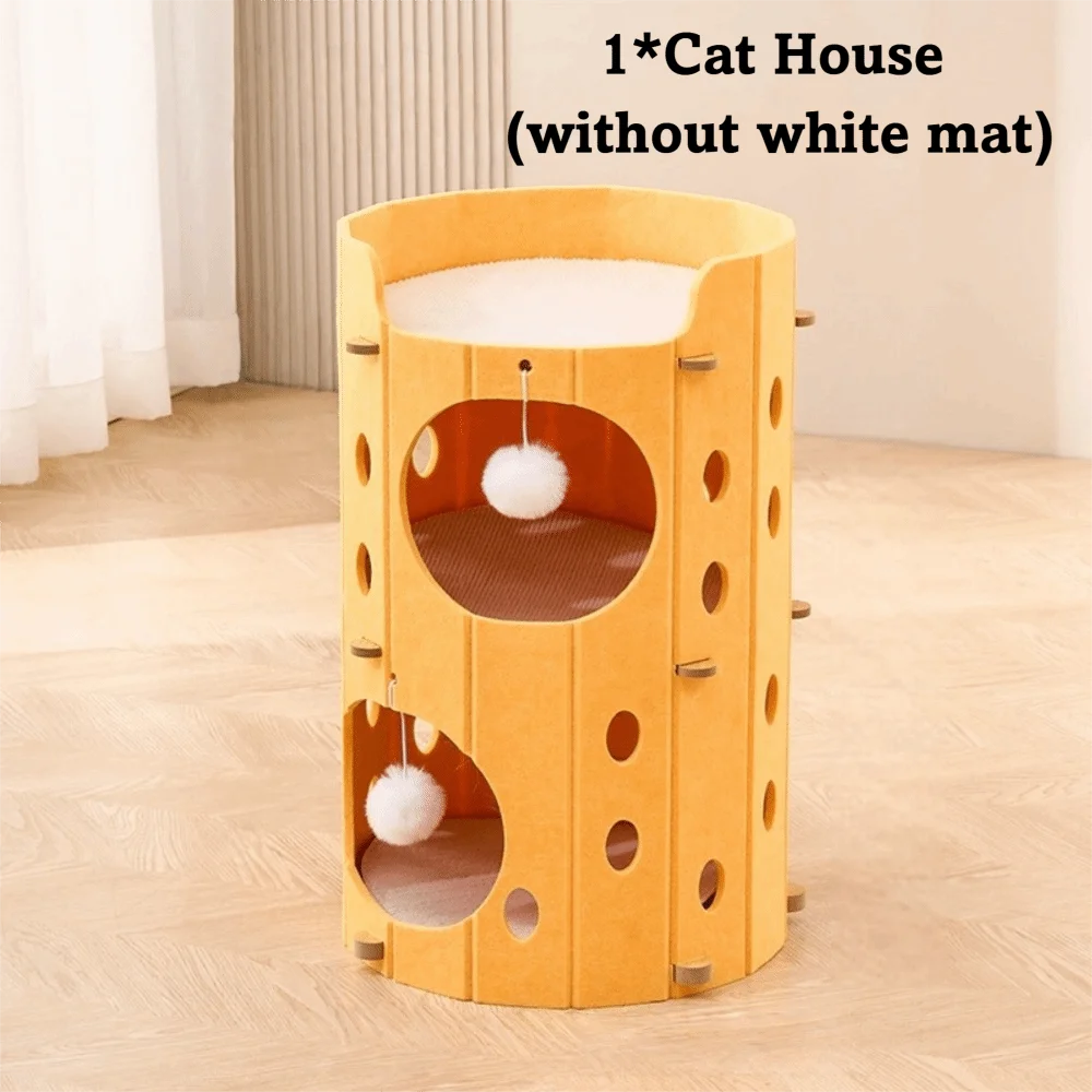 2 Floors/3 Floors Cat Scratching Post House Tree Hole Japanese Style Cat Bed All-in-one Durable Cat Condo