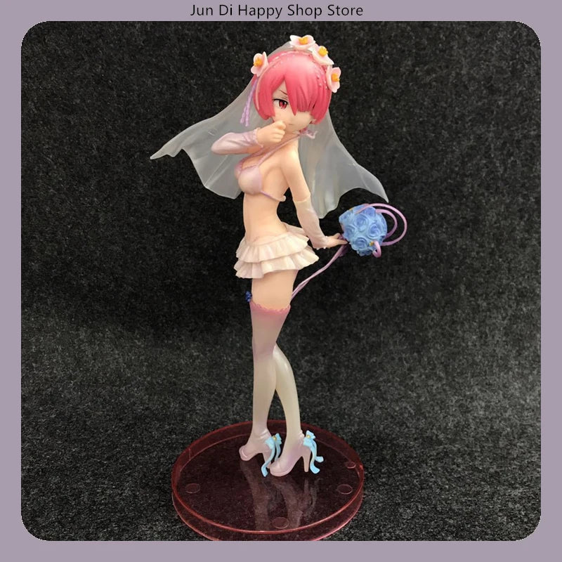 Re:Zero Starting Life In Another World Rem & Ram Bridal Dress Standing Pose Version Anime Figure Model Statue Collection Toy