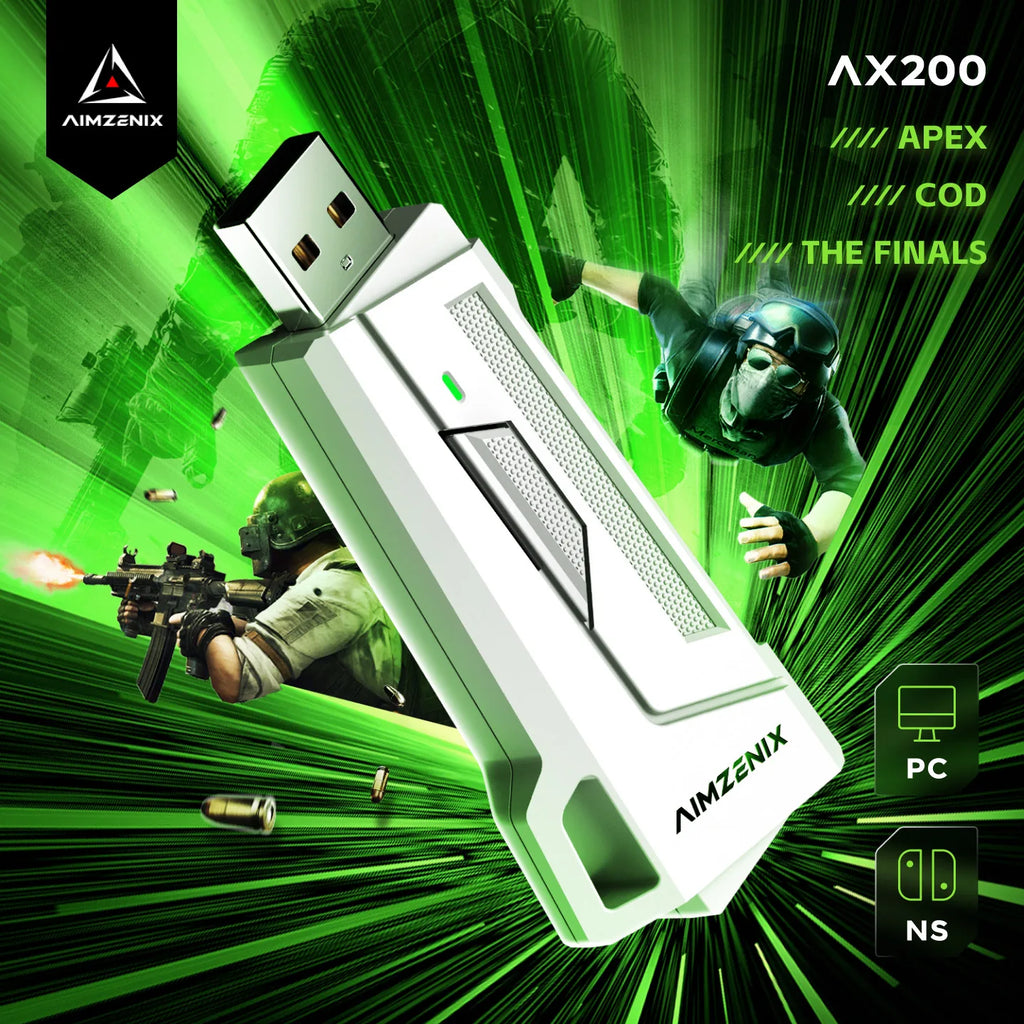 Aimzenix AX200 PC Apeax Gaming K&M Steam Game Converter/Adapter/App Customization, 1000Hz Reporting Rate