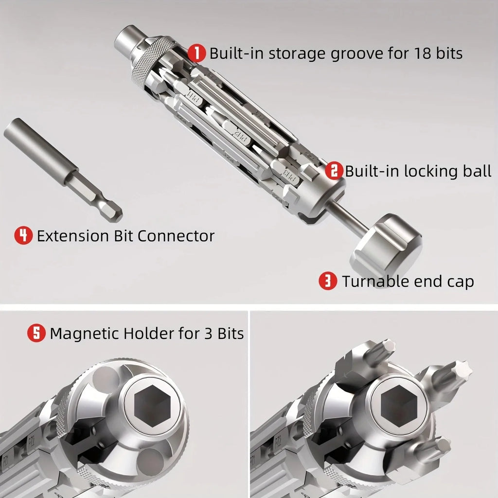 VMAN S1 EDC Multi-Function Screwdriver Set with Magnetic Torx Phillips Hex Drill Bit Portable Repair Tool for Outdoor Home