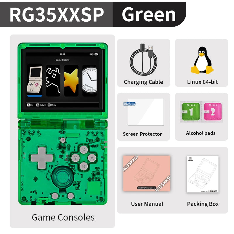 ANBERNIC RG35XXSP Flip Retro Handheld Spielkonsole Linux 64bit WiFi Bluetooth Retro Video Gaming Konsole Online Spielen HDMI-TV Ausgang