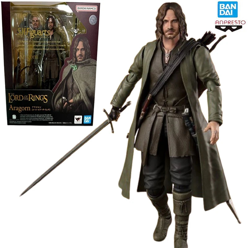 Bandai  Original box SHF THE LORD OF THE RINGS Aragorn Figure Finished Model kit  Anime full Action Toy Gift for kids In shock
