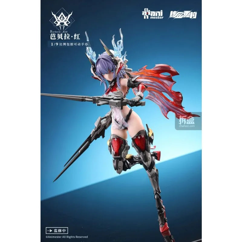 New in Stock AniMester Original Nuclear Gold Reconstruction Barbera Red 1/9 Pack Rubber Movable Robot Model Toy Gift Ornament