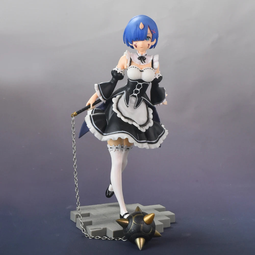 MX Japanese Anime Figures Maid Rem 1/7 Ver. PVC Action Figure Interchangeable Head Collection Gift Model Toys 22CM