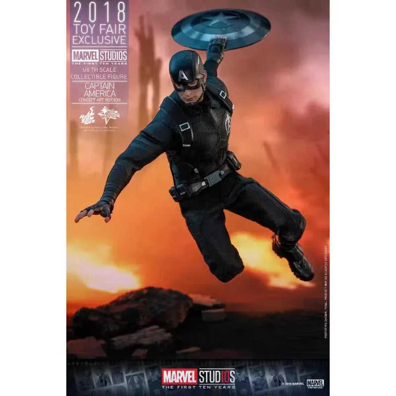 Original Hot Toys Marvel MMS488 Captain America Concept Art Edition Anime Figure Collection Toys Models
