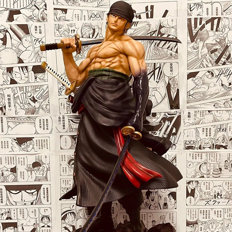One Piece 73cm Zoro Gk Luffy Large Scale Sculpture Ace Anime Figure Model Desktop Decoration Model Replaceable Head Toys Gifts