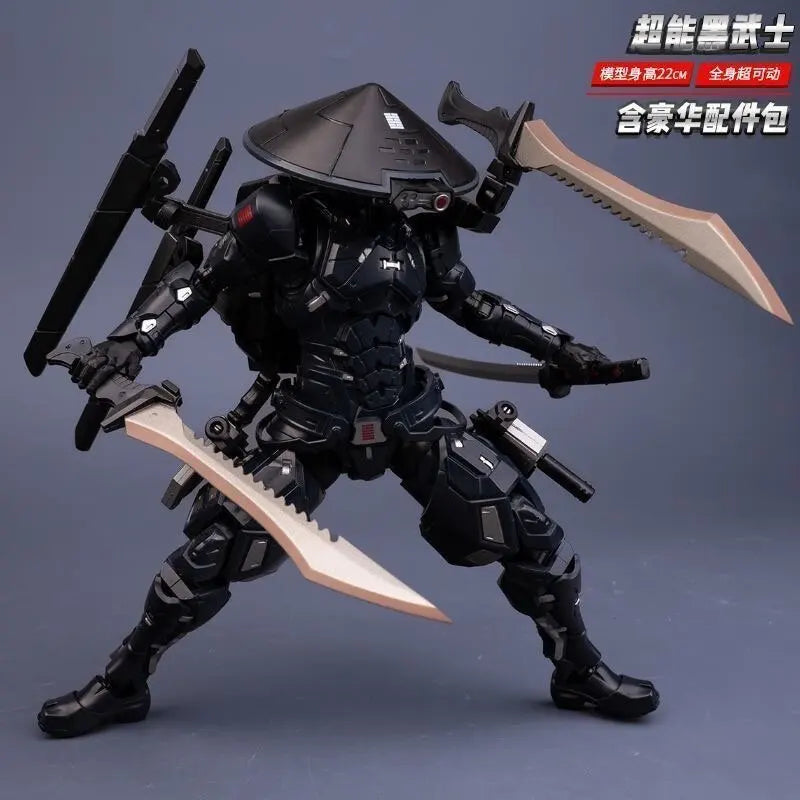 In Stock 22cm SC001 Snake Eyes Super Black Warrior Mecha Ninja Action Figure 1/10 Articulated Finished Model Collectible Toy