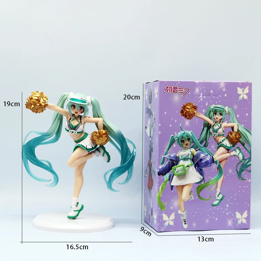 18cm Fashion Hatsune Miku Anime Figure Cheerleader Hatsune Miku Action Figures Kawaii Girl Figurine PVC Collection Model Toys
