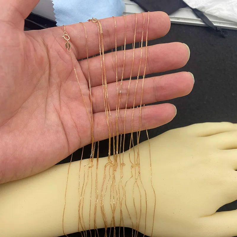 Biggest Promotion 18k Au750 Gold Necklace Clavicle Chopin Chain High Luster Good Quality for Women Ladies Girl DIY Jewelry Hot