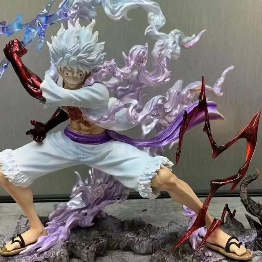 28 см One Piece фигурка Sun God Gear 5 Nika Luffy екшън фигурка GK Thunderbolt Monkey D Luffy модел PVC колекционерски детски играчки