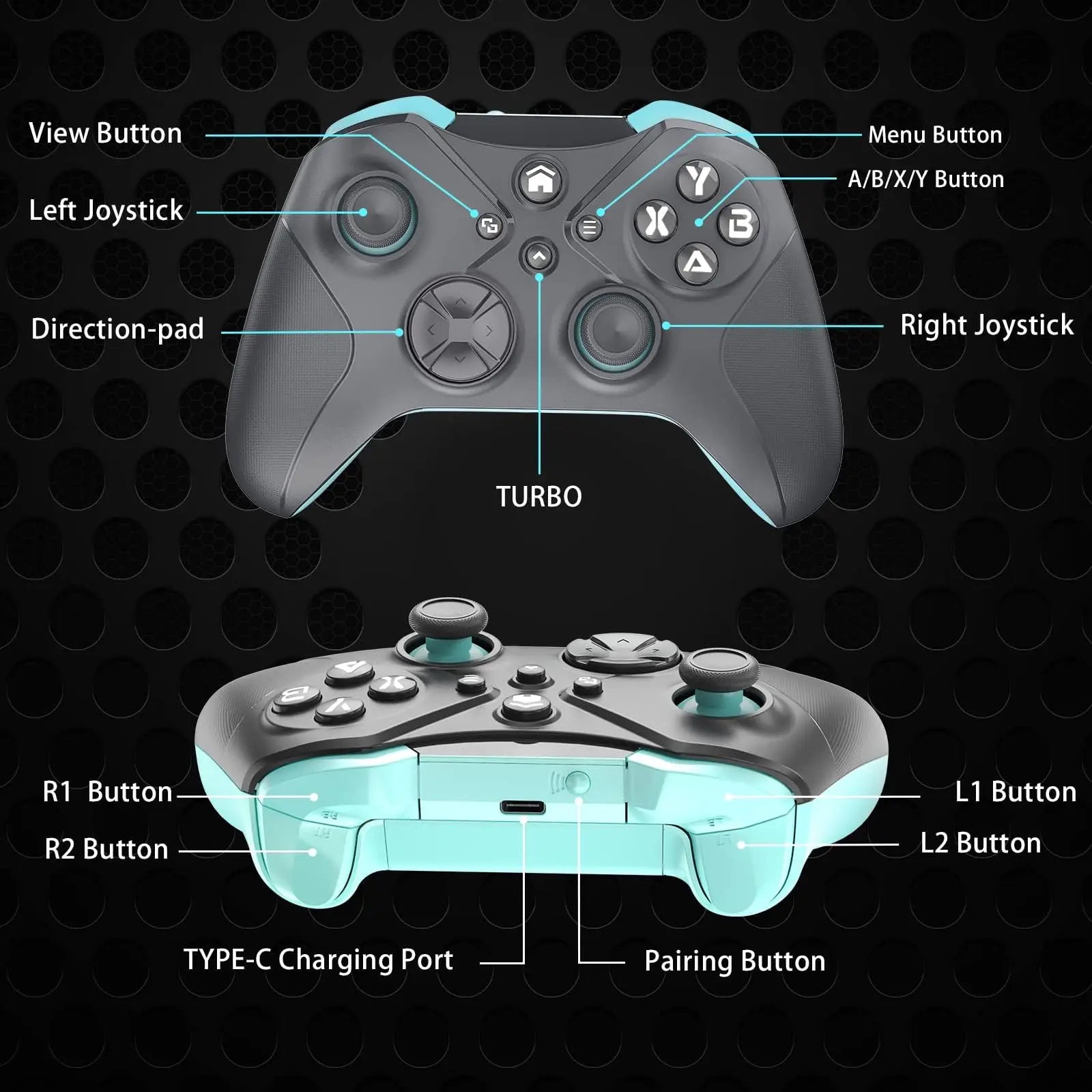 Wireless Controller for Xbox One /Xbox Series X/S/PC/Steam Game Control Joystick W/ Dual Vibration/Marco/Turbo Function Gamepads