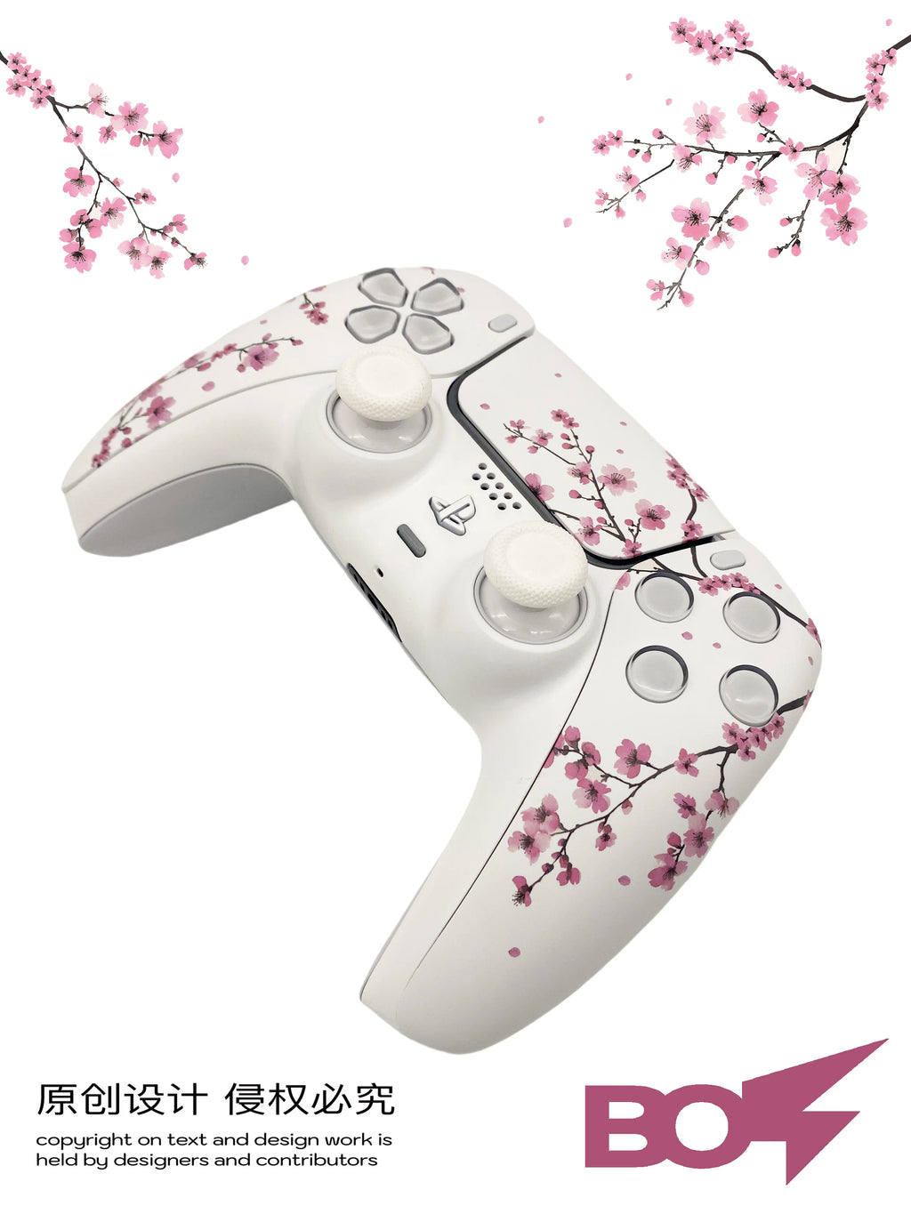 Pink Sakura PS5 Controller Shell Faceplate Cover mit Touchpad für DualSense Controller, Ersatz für BDM-010/020/030/040/050