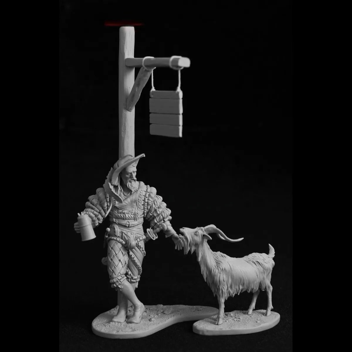 75mm resin figure unpainted model kit, Mercenary and Goat, Survivors in Battle Unassembled and Unpainted GK