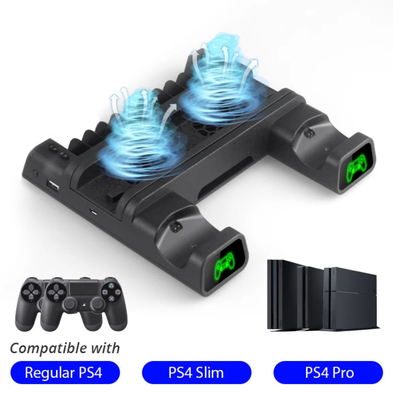 Gaming console cooling system with fans and controllers on a white background, branded 'Data Frog'.