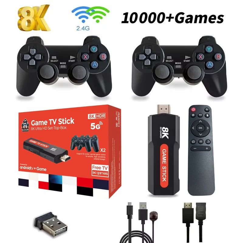 X2 Game TV Stick TV-Box 64 GB 10000+ Gaming HD 8K 4G WiFi High-Definition-Retro-Videospielkonsole Wireless-Simulator PK Q9 Stick