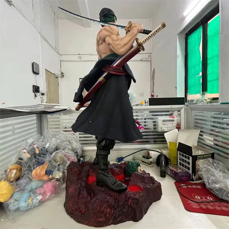 New 73CM One Piece GK Platform Large Knife Carrying Double-Headed Carving Scene Statue Box Handheld Model Toy for Collectors