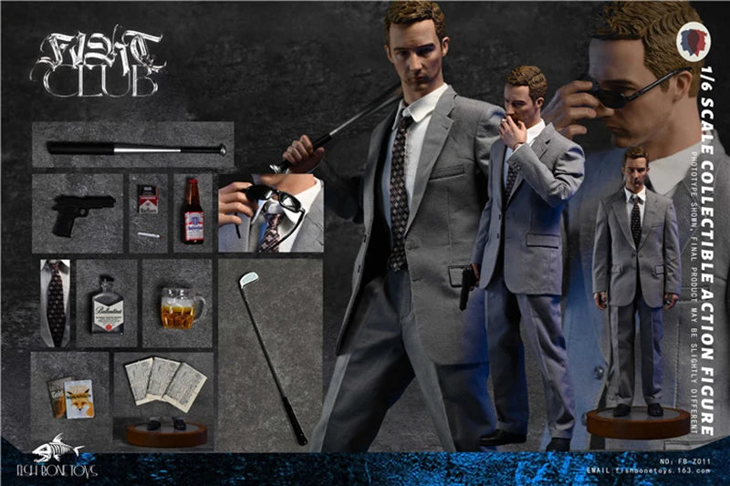FISH BONETOYS FB-Z010 FB-Z011 FB-Z012 1/6 Collectible Fight Club Jack Tyler Durden 12'' Male Solider Action Figure Model Toy