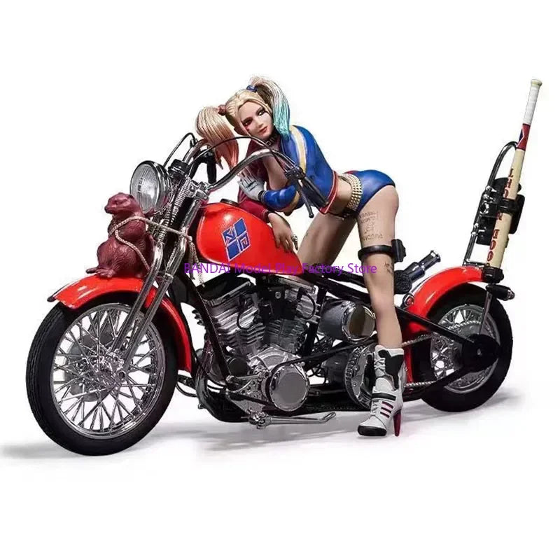Spot Goods  Genuine Harriet Quinn The Clown Raptor Squad Black Car Motorcycle Female Warrior Full SetFigure Body Sculpture Toy