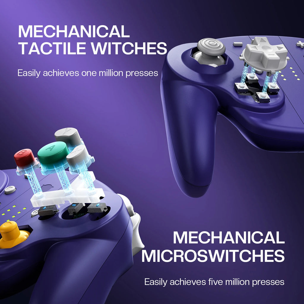 NYXI Purple Wizard 2 TMR White Special Edition Joy-pad for GameCube/Switch Compatible Gaming Controller