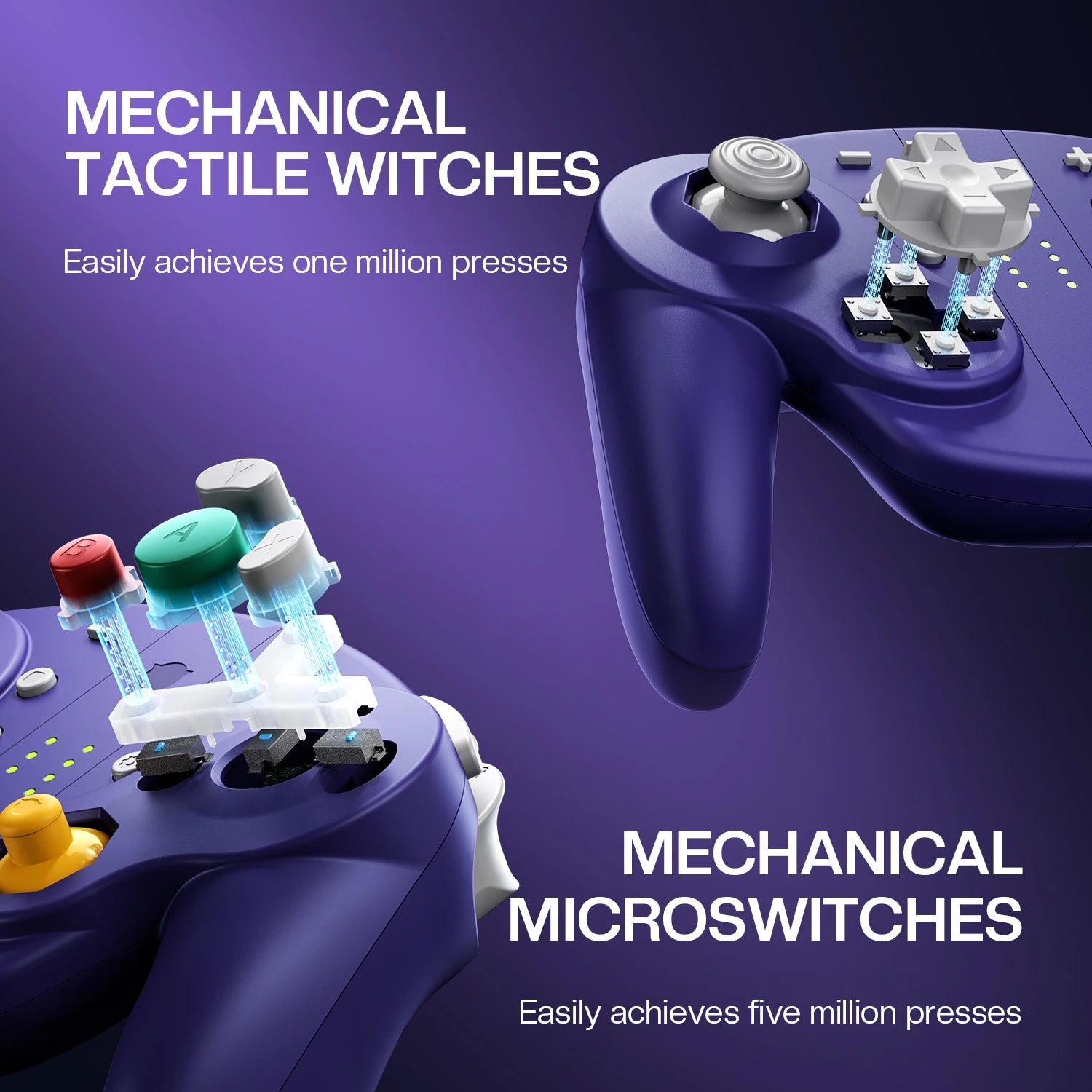 NYXI Purple Wizard 2 TMR White Special Edition Joy-pad for GameCube/Switch Compatible Gaming Controller