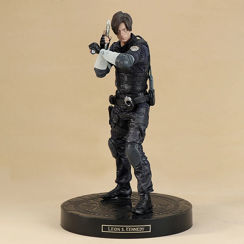 Resident Evil Leon S. Kennedy PVC Actionfigur 33 cm Biohazard Spiel Leder Leon Anime Figur Modell Spielzeug Sammlung Puppe Geschenk