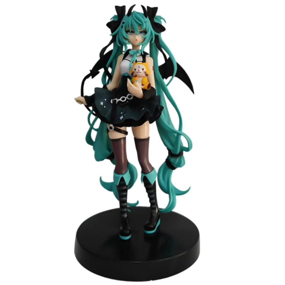 Anime Figur 19cm Kleiner Teufel Hatsune Miku Xiaoyuan Bär Niedliches Actionmodell PVC Spielzeugsammlung Desktop-Zubehör Geschenk