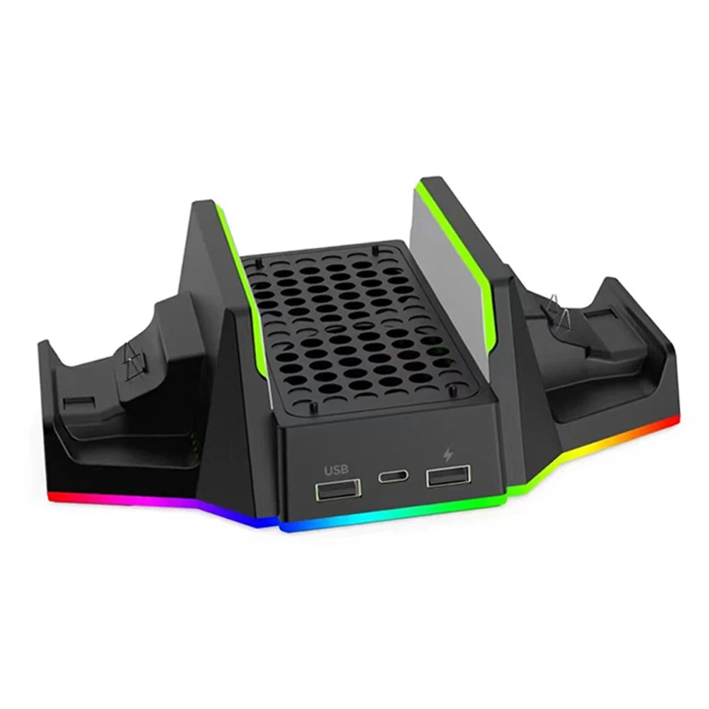 Dobe für Xbox Series S RGB Vertikaler Lüfterständer mit Dual-Controller-Ladegerät Akkupack Ladedock Xbox SS TYX-0663D