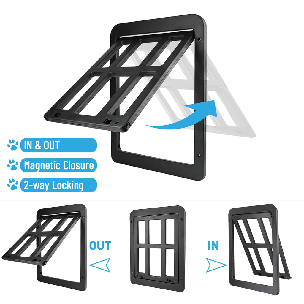 Pet Screen Door Dog and Cat Flap Door for Screen Door In Out 2-Way Locking Pets Doors