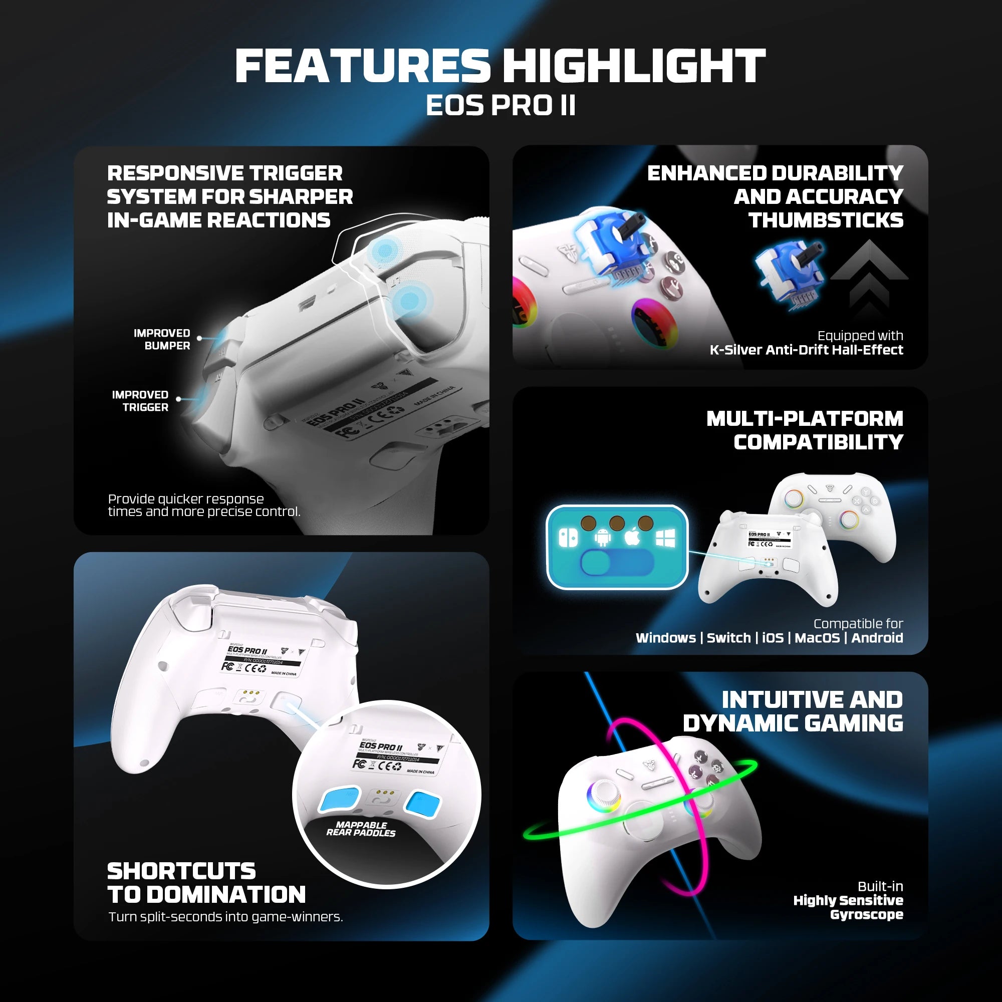 FANTECH WGP15 V2 Wireless Gamepad Hall Effect Joysticks Triggers RGB Light 1000HZ Gaming Controller For PC/Switch/Phone/TV