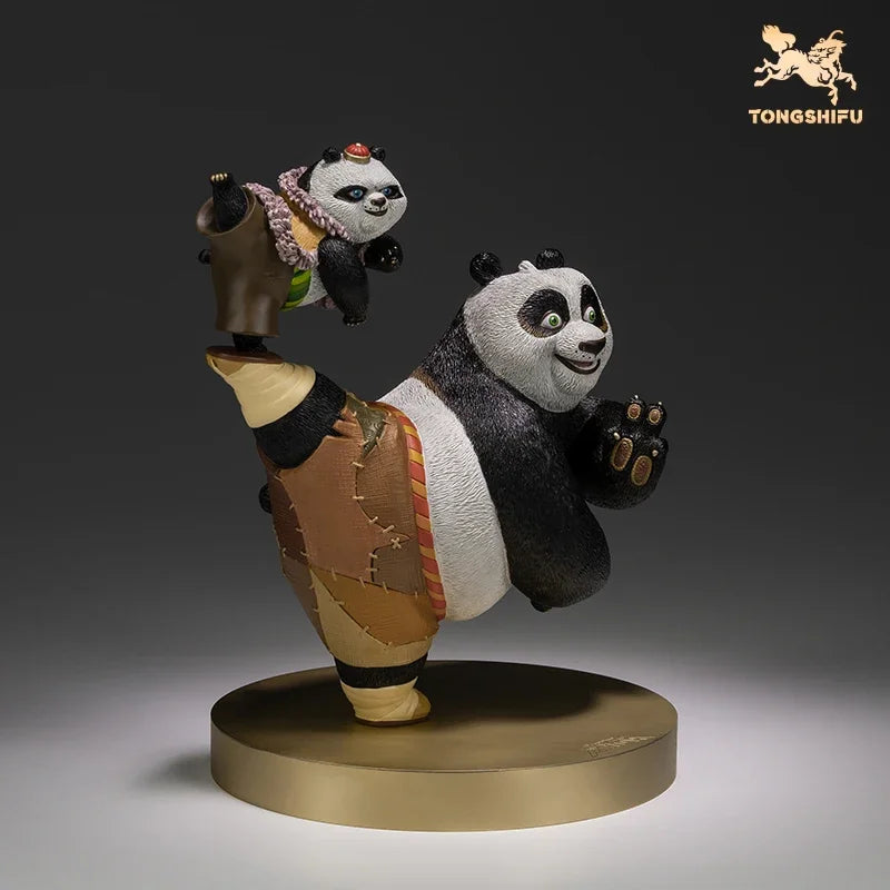 Copper Craft Chinese Cartoon Film Character Kung Fu Panda Cute Bronze Statue "study and Train Hard" Panda Figurine Desktop Decor